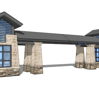 欧式小区大门SU模型下载